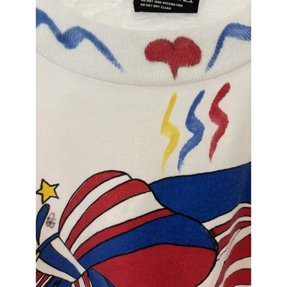 Vtg 90s Screen Stars T-Shirt XL Hand Painted All Over Single Stitch - Picture 8 of 10